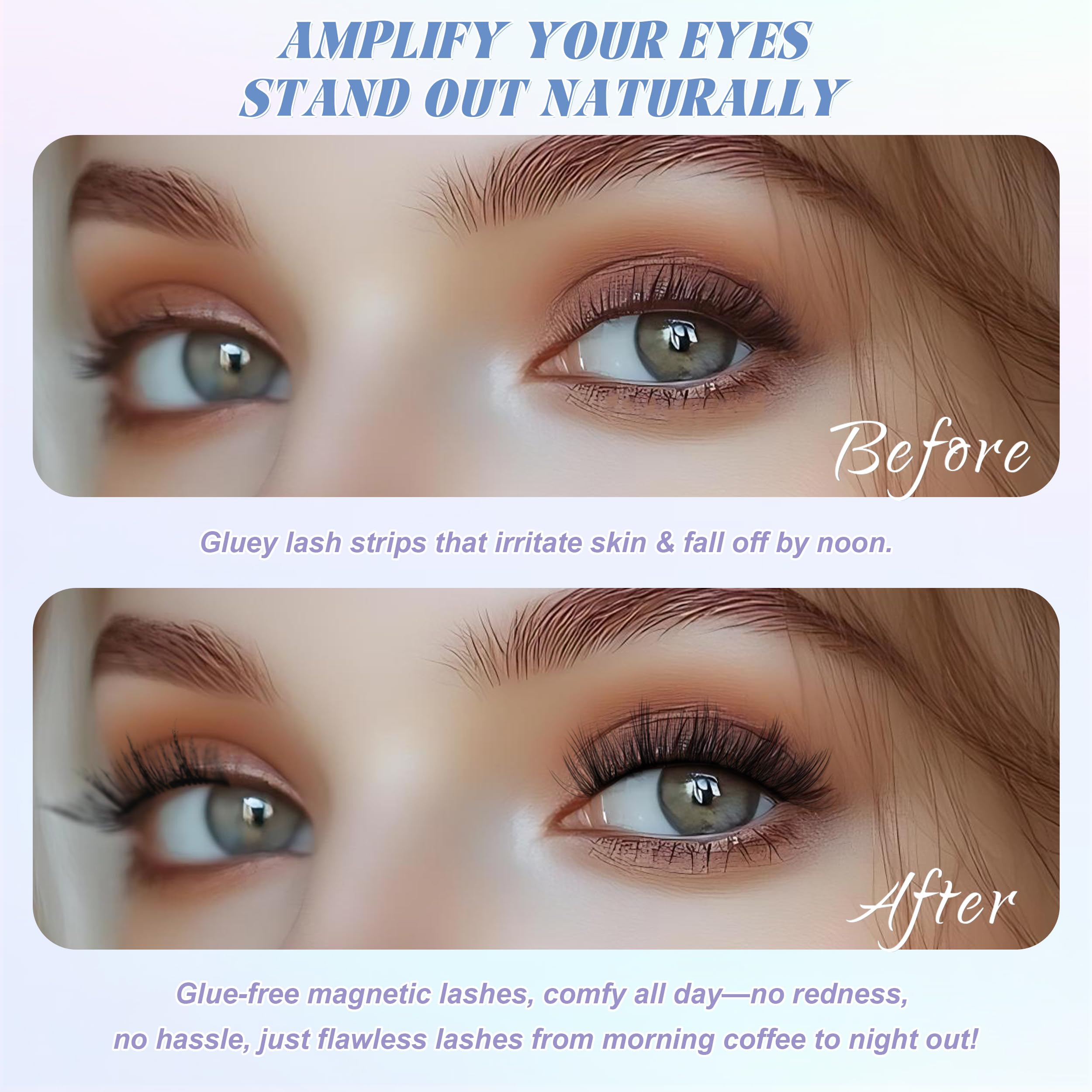 CHENSPLEND Upgrade Magnetic Eyelashes with Applicator – Glue-Free, Lightweight, Eye-Enlarging Set (N02)