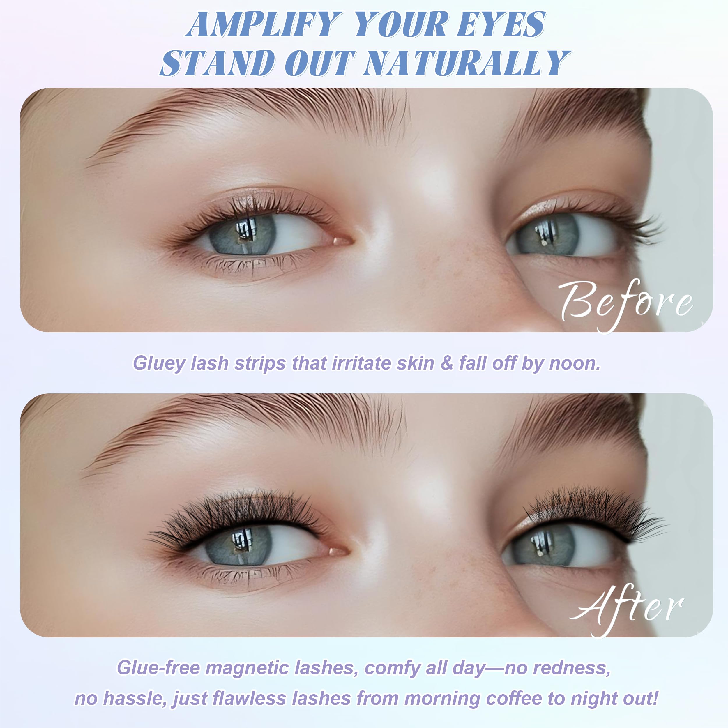 CHENSPLEND Upgrade Magnetic Eyelashes with Applicator – Dynamic Curl, No Glue