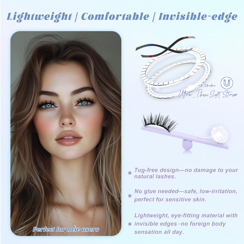 CHENSPLEND Upgrade Magnetic Eyelashes with Applicator – Glue-Free, Lightweight, Eye-Enlarging Set (N02)