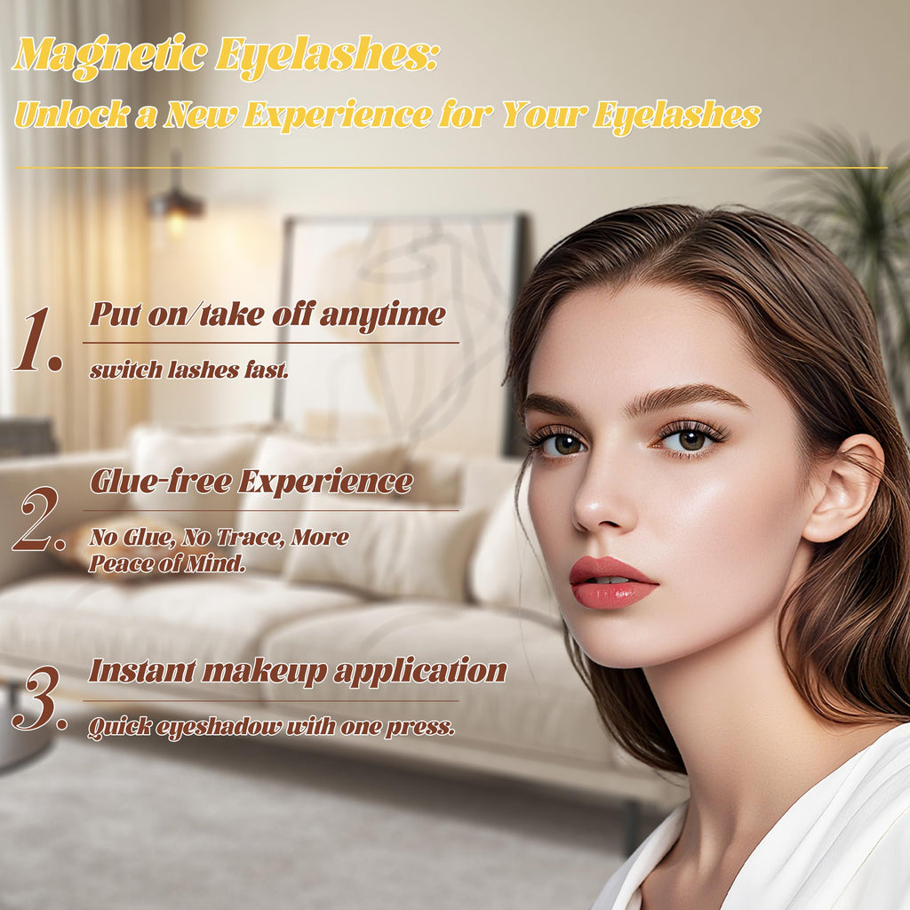 CHENSPLEND Magnetic Eyelashes with Applicator – Feathery, Natural Look, No Glue Needed (W02)