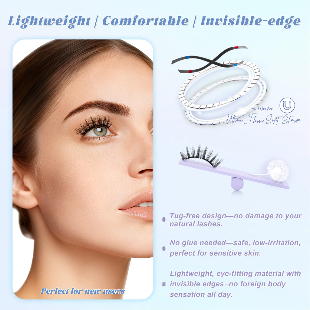 CHENSPLEND Upgrade Magnetic Eyelashes with Applicator – Natural Style, No Glue Needed