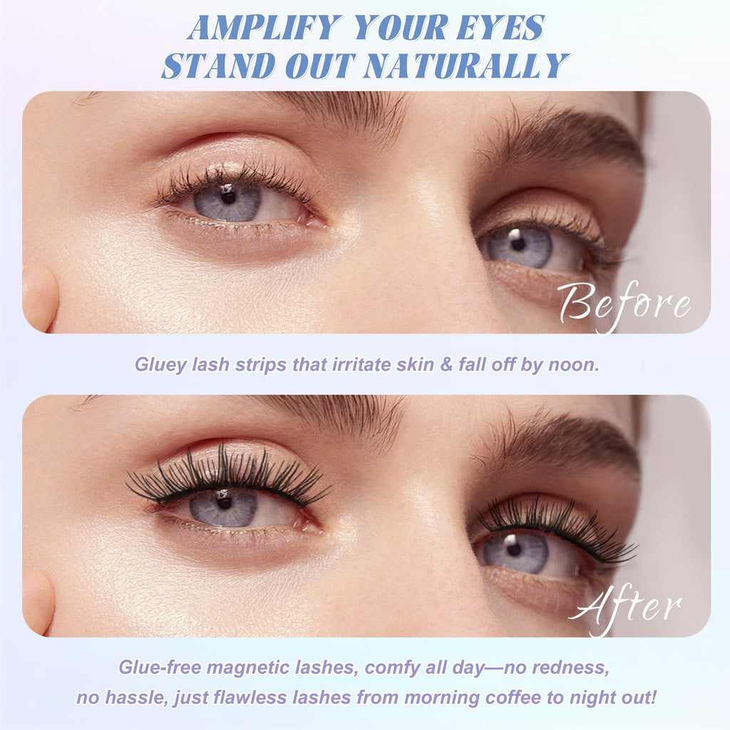 CHENSPLEND Upgrade Magnetic Eyelashes with Applicator – Natural Style, No Glue Needed