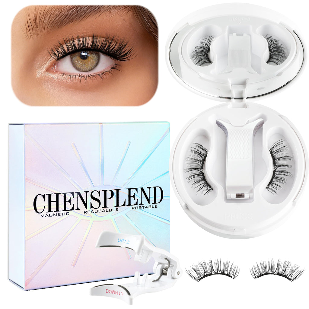 Chensplend Upgrade Magnetic Eyelashes with Applicator – Feathery Light Style, Glue-Free, Natural Look