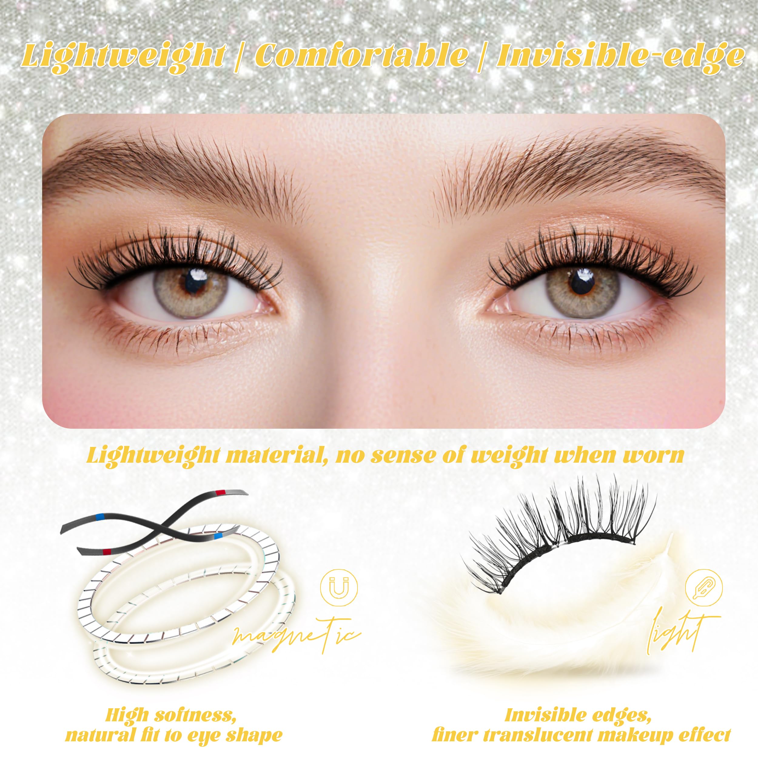 Chensplend Magnetic Eyelashes with Applicator - Upgrade Soft Reusable Lashes (W04)