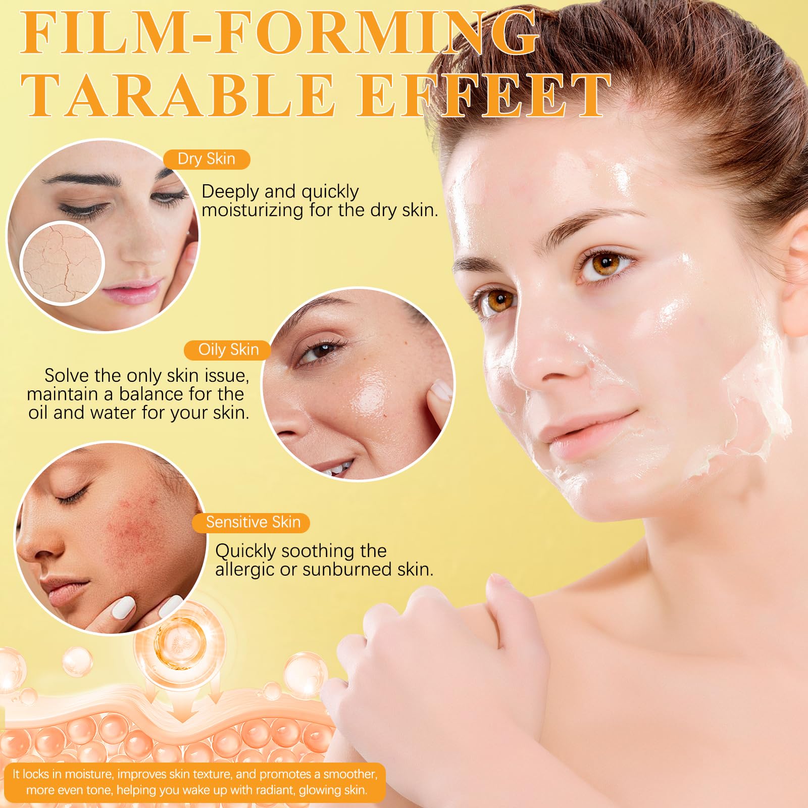 chenyayun Turmeric Vitamin C Collagen Overnight Peel Off Mask with Retinol – Radiant, Dewy Skin