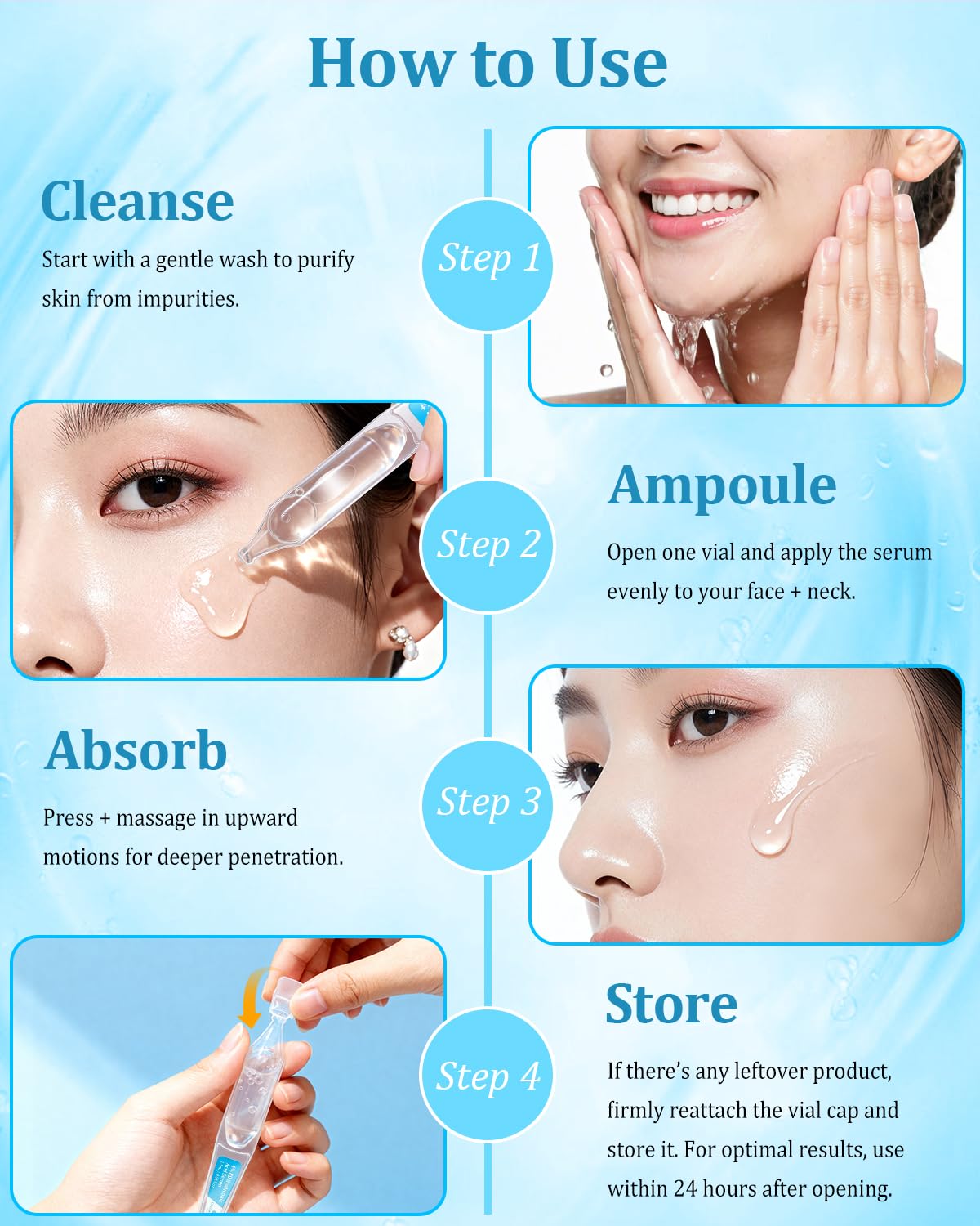CHEOKINGBA 4% Hyaluronic Acid Serum – 8D Hydration, 20,000ppm Acetyl Hexapeptide-8, Korean Single-Use Ampoules, 30pcs