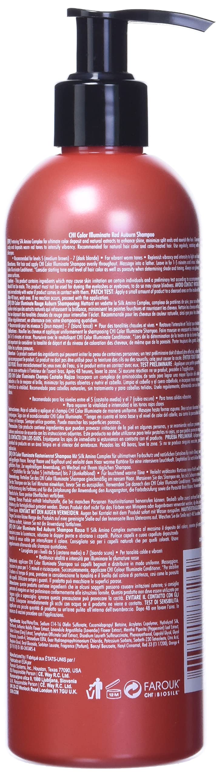 CHI Color Illuminate Shampoo – Balanced Color Replenishment Between Salon Visits | Sulfate-Free, Cruelty-Free | Red Auburn 12 oz