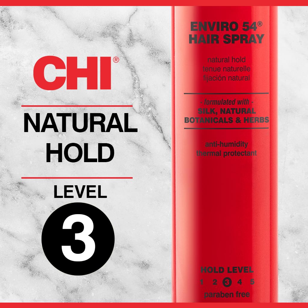 CHI Enviro 54 Hairspray – Natural Hold, Lightweight Finish, 10 oz (Sulfate & Paraben-Free)