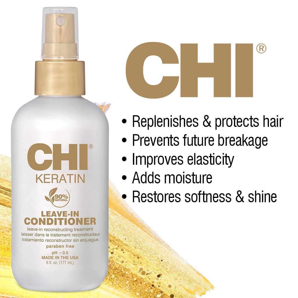 CHI Keratin Leave-in Conditioner – White, 12 oz, Pack of 2 | Reconstructing Hair Care