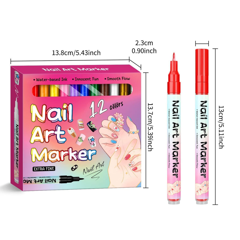 CHIAFEYI Nail Art Pens – 24 Colors, Fine Tip, Waterproof, Quick-Dry
