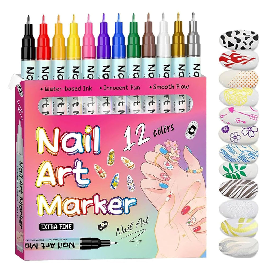 CHIAFEYI Nail Art Pens – 24 Colors, Fine Tip, Waterproof, Quick-Dry