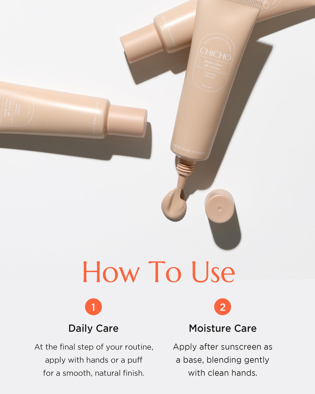 CHICHO Sheer Glow BB Cream — 93% Herbal Base with Chamomile Water | Vegan, Non-Comedogenic