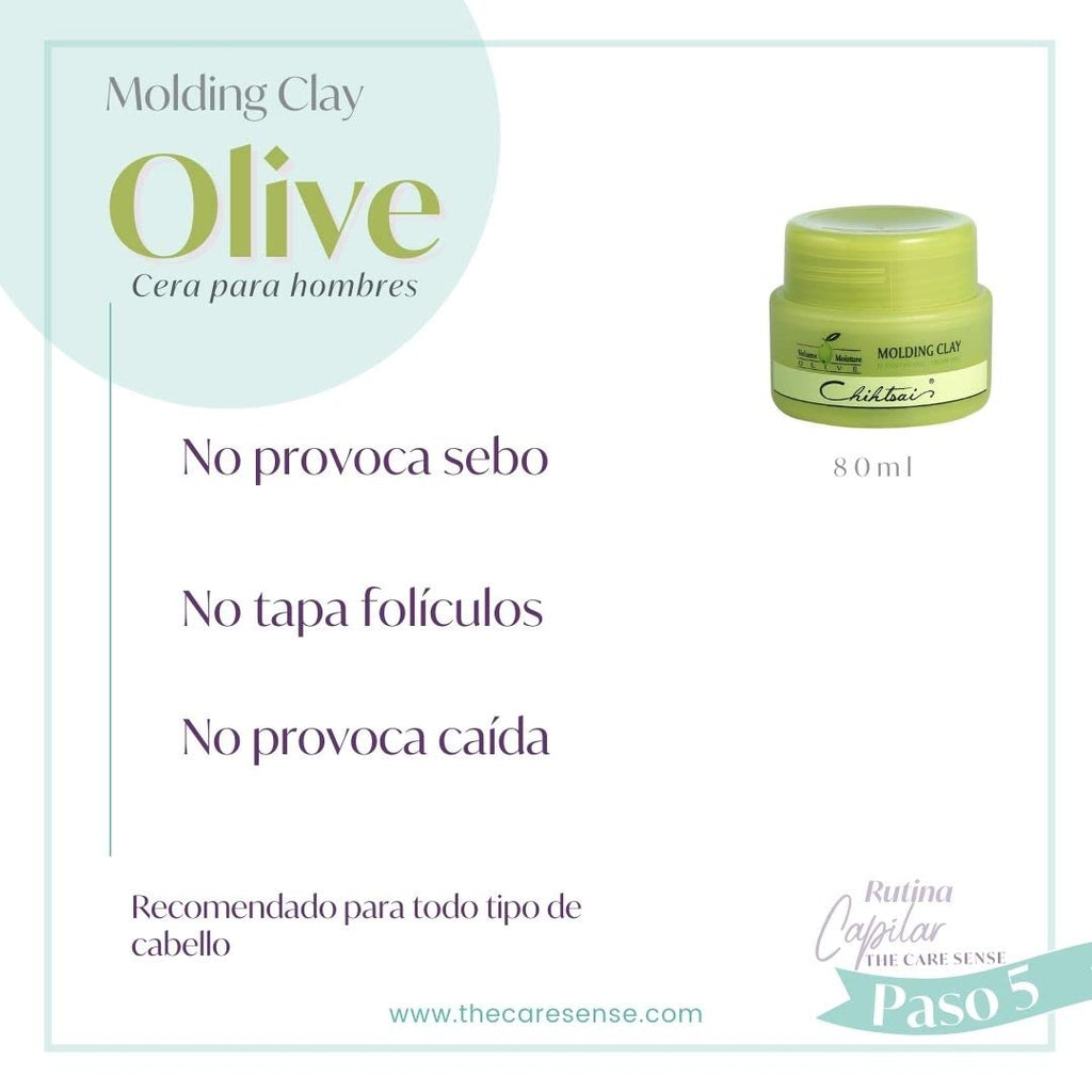 Chihtsai Olive Molding Clay – 2.7oz/80ml | Non-Greasy, Weightless Hold for Airy Styles
