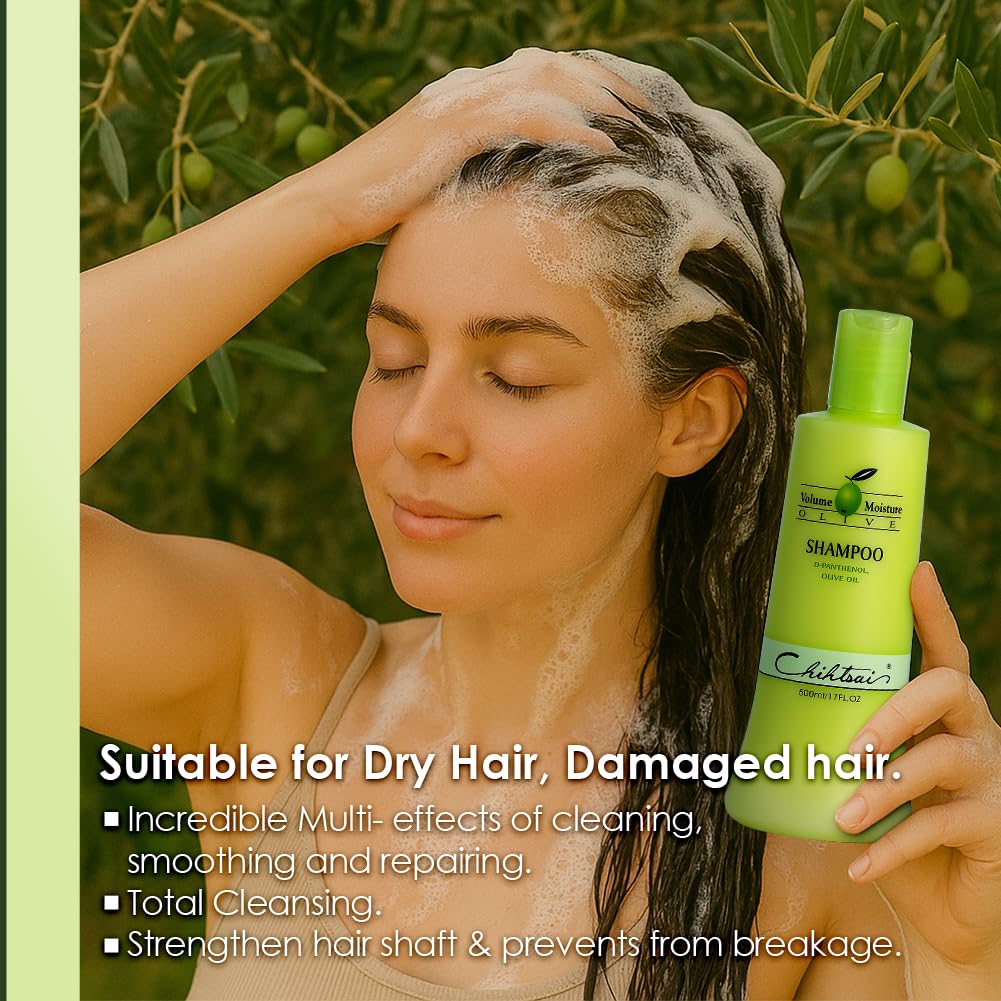 Chihtsai Volume Moisture Olive Shampoo – Cleanse, Nourish & Smooth Hair (17oz / 500ml)