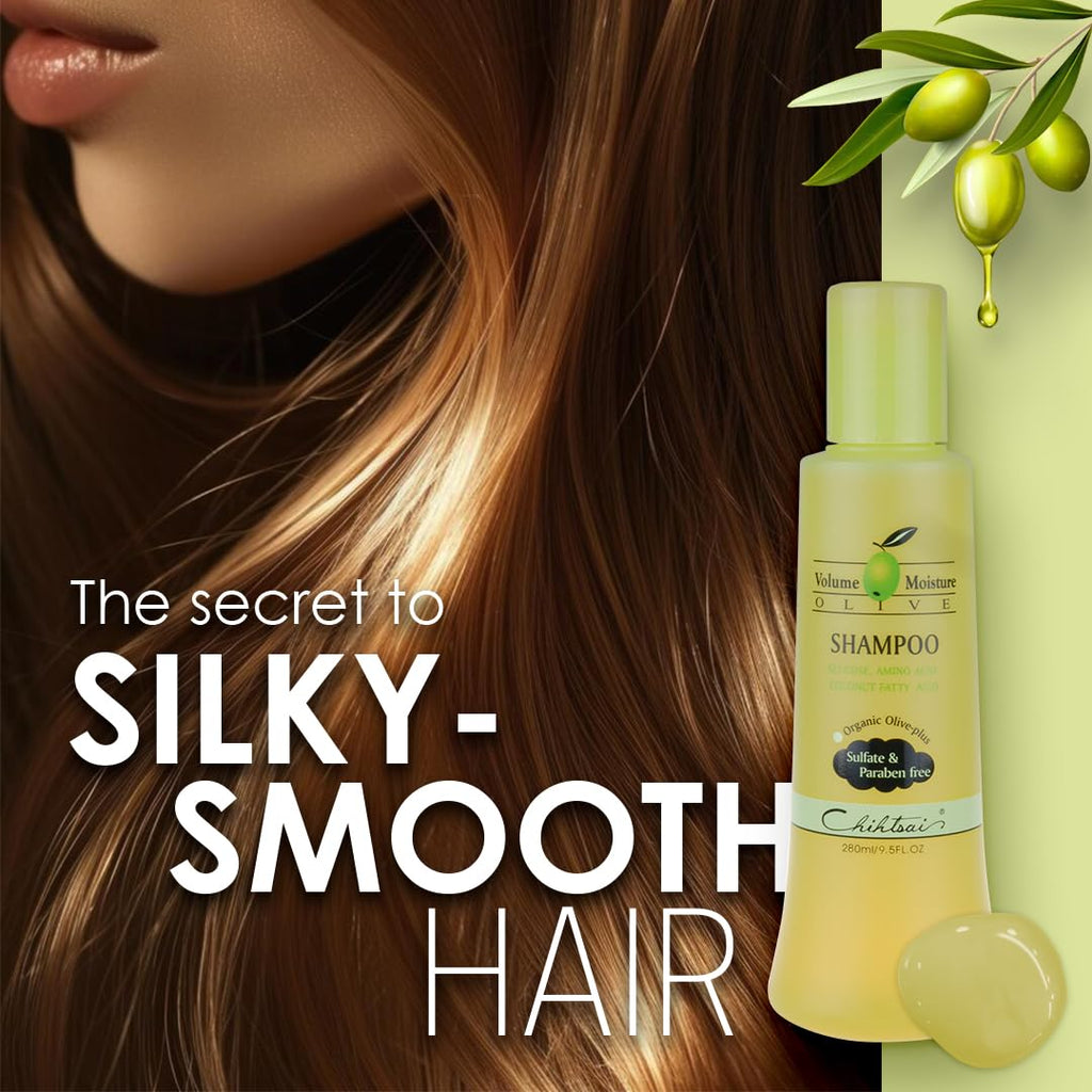 Chihtsai Olive Shampoo — Gentle Cleanse, Moisture Lock, pH-Balanced & Sulfate- and Paraben-Free for Color-Treated Hair | 280ml