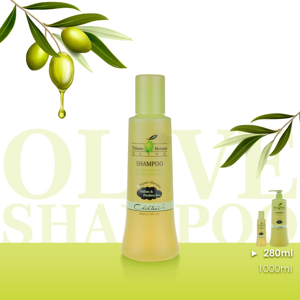 Chihtsai Olive Shampoo — Gentle Cleanse, Moisture Lock, pH-Balanced & Sulfate- and Paraben-Free for Color-Treated Hair | 280ml