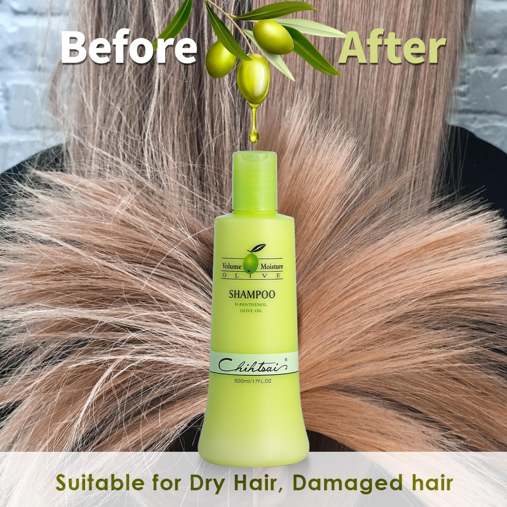 Chihtsai Volume Moisture Olive Shampoo – Cleanse, Nourish & Smooth Hair (17oz / 500ml)