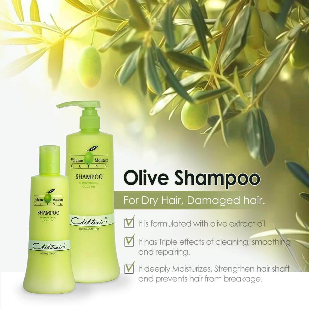 Chihtsai Volume Moisture Olive Shampoo – Cleanse, Nourish & Smooth Hair (17oz / 500ml)