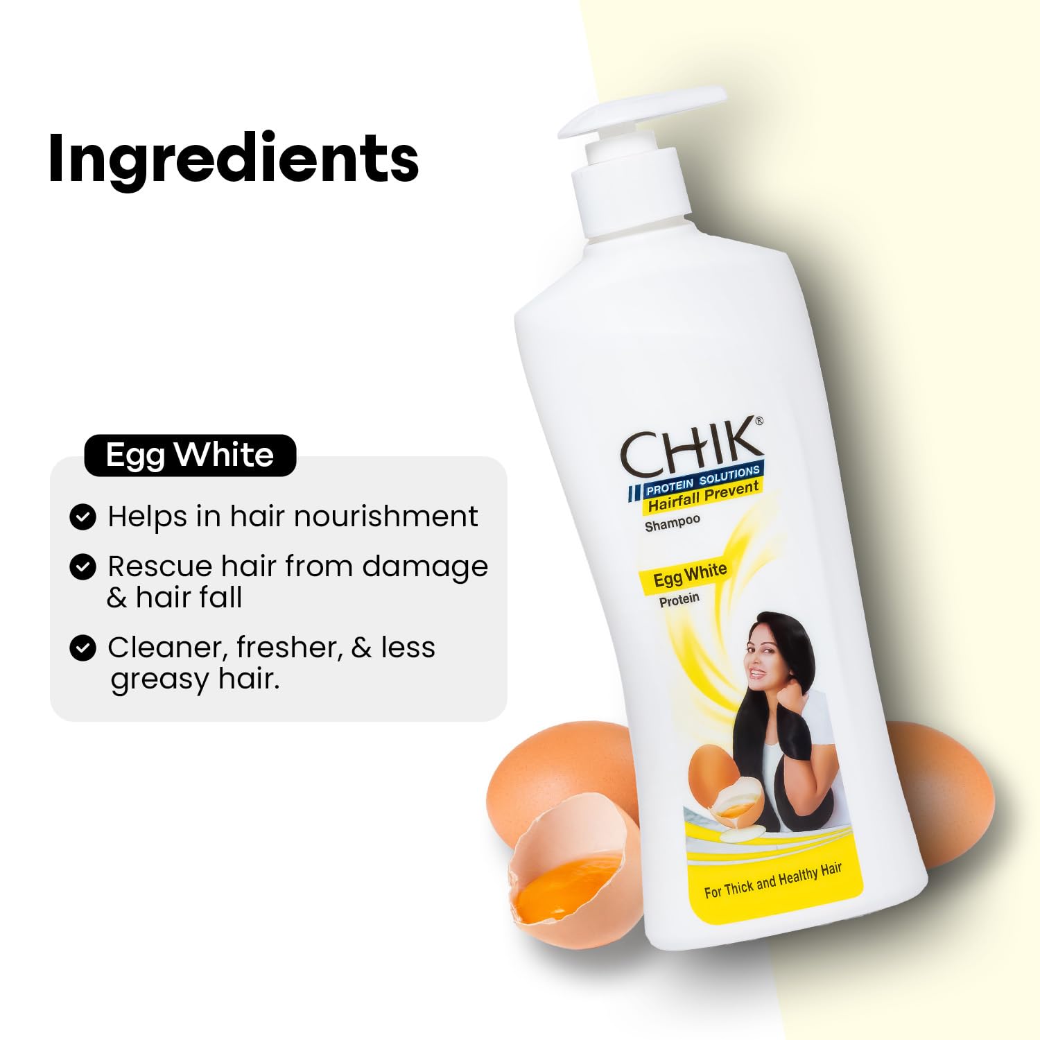 Chik Hairfall Prevent Egg Shampoo 340ml – Nourishing Egg White Protein