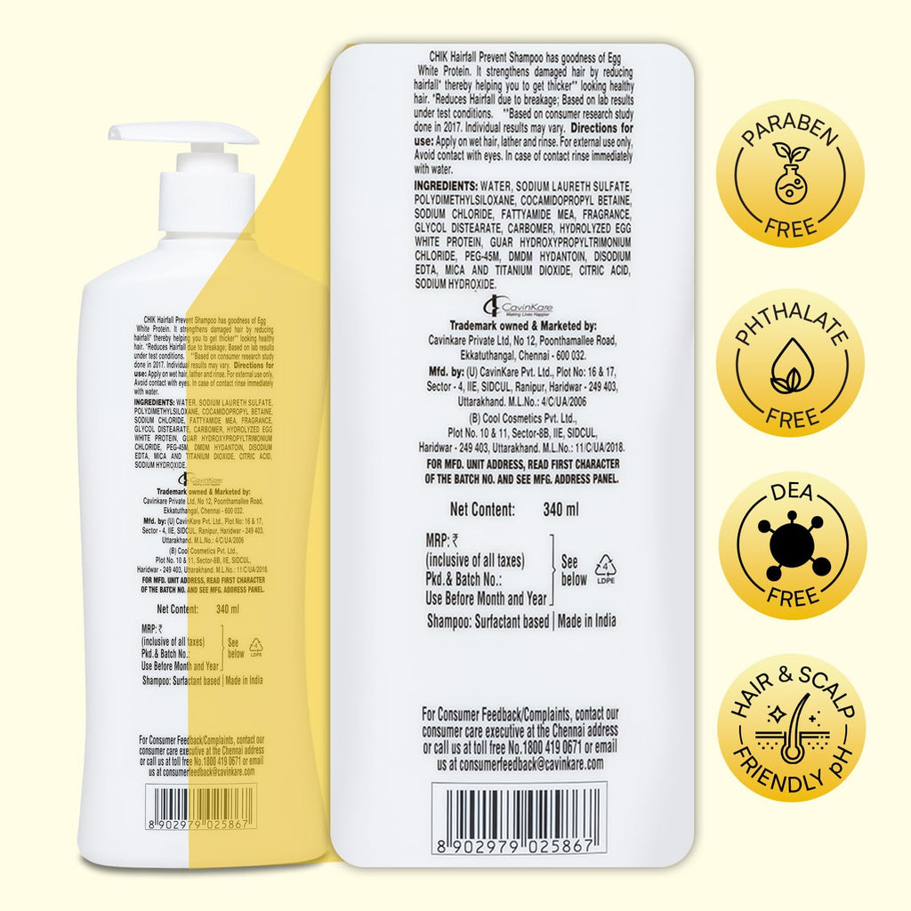 Chik Hairfall Prevent Egg Shampoo 340ml – Nourishing Egg White Protein