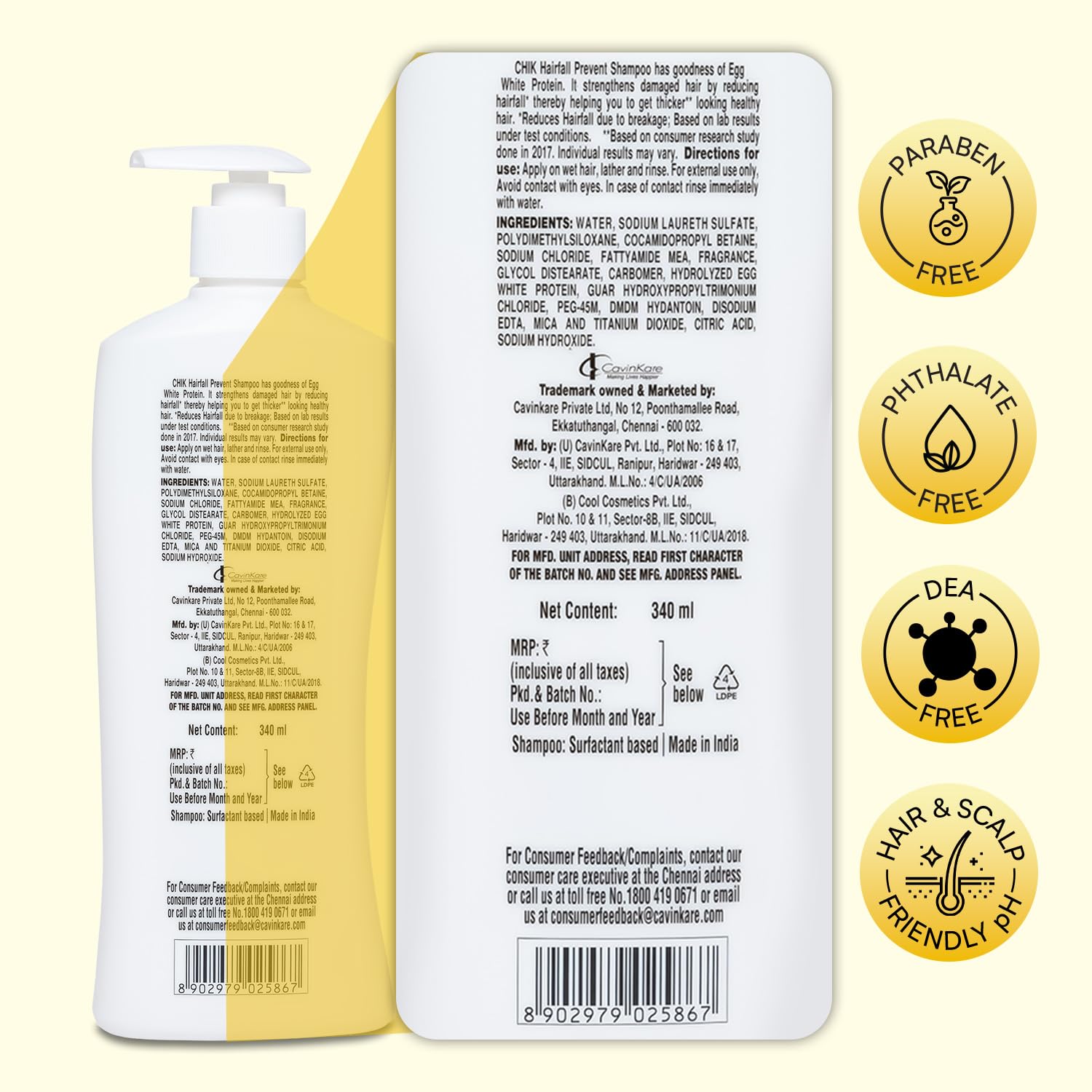 Chik Hairfall Prevent Egg Shampoo 340ml – Nourishing Egg White Protein