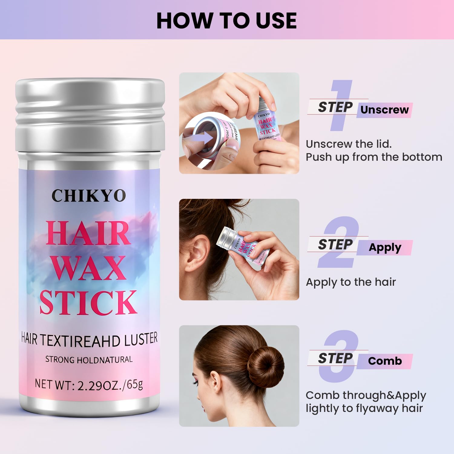 Chikyo Hair Wax Stick 6-Piece Styling Tools Set – Edge Control & Slick Back Kit