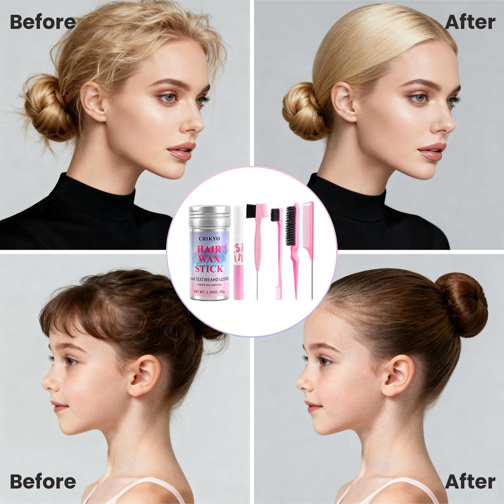 Chikyo Hair Wax Stick 6-Piece Styling Tools Set – Edge Control & Slick Back Kit