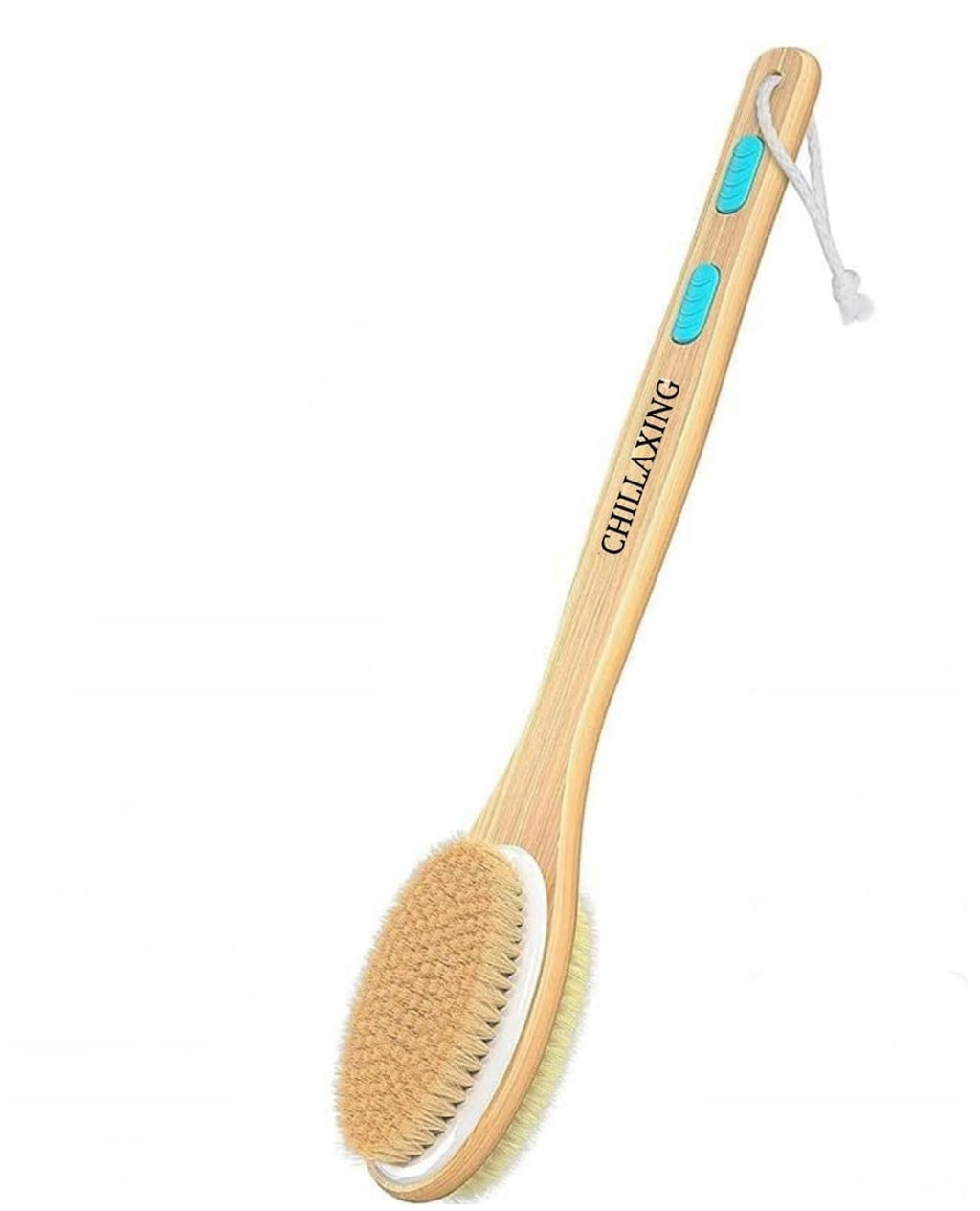 Chillaxing Long Handle Shower Brush – 17-Inch Back Scrubber with Dual-Sided Bristles, Vegan & Cruelty-Free