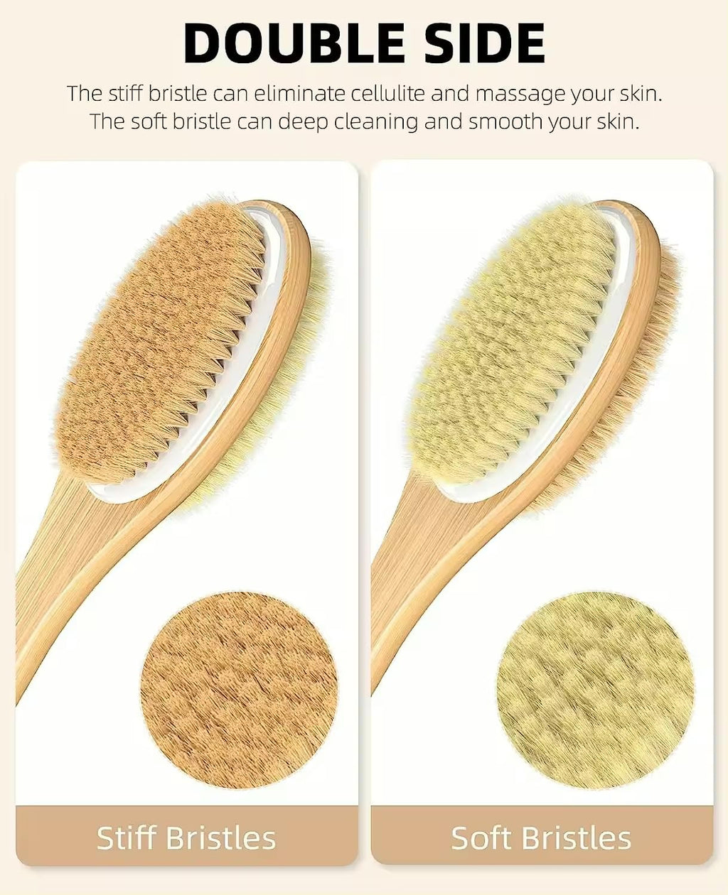 Chillaxing Long Handle Shower Brush – 17-Inch Back Scrubber with Dual-Sided Bristles, Vegan & Cruelty-Free