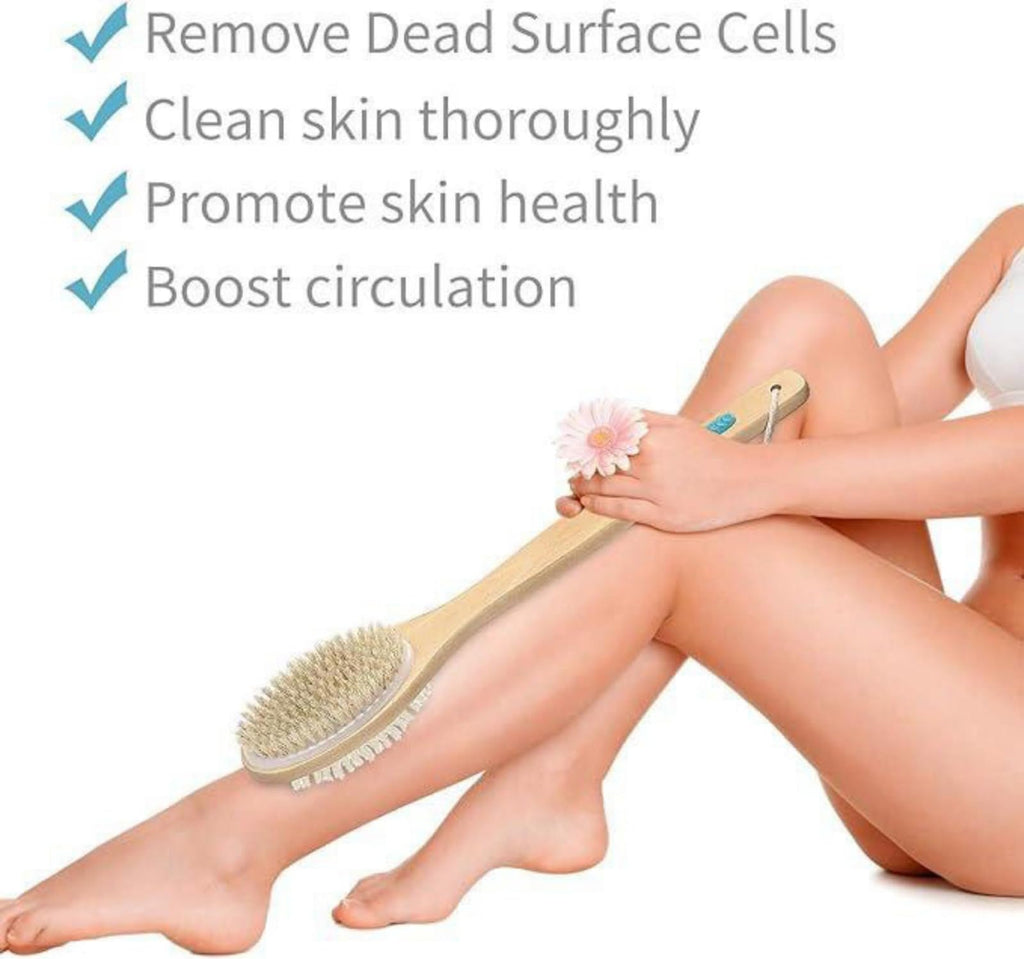 Chillaxing Long Handle Shower Brush – 17-Inch Back Scrubber with Dual-Sided Bristles, Vegan & Cruelty-Free