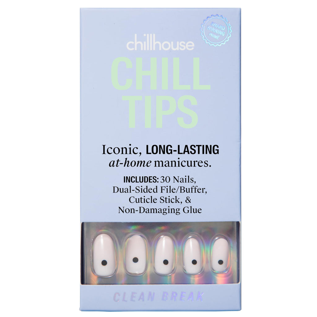 Chillhouse Chill Tips Press-On Nails Kit – 24 Oval Tips, Customizable, Reusable