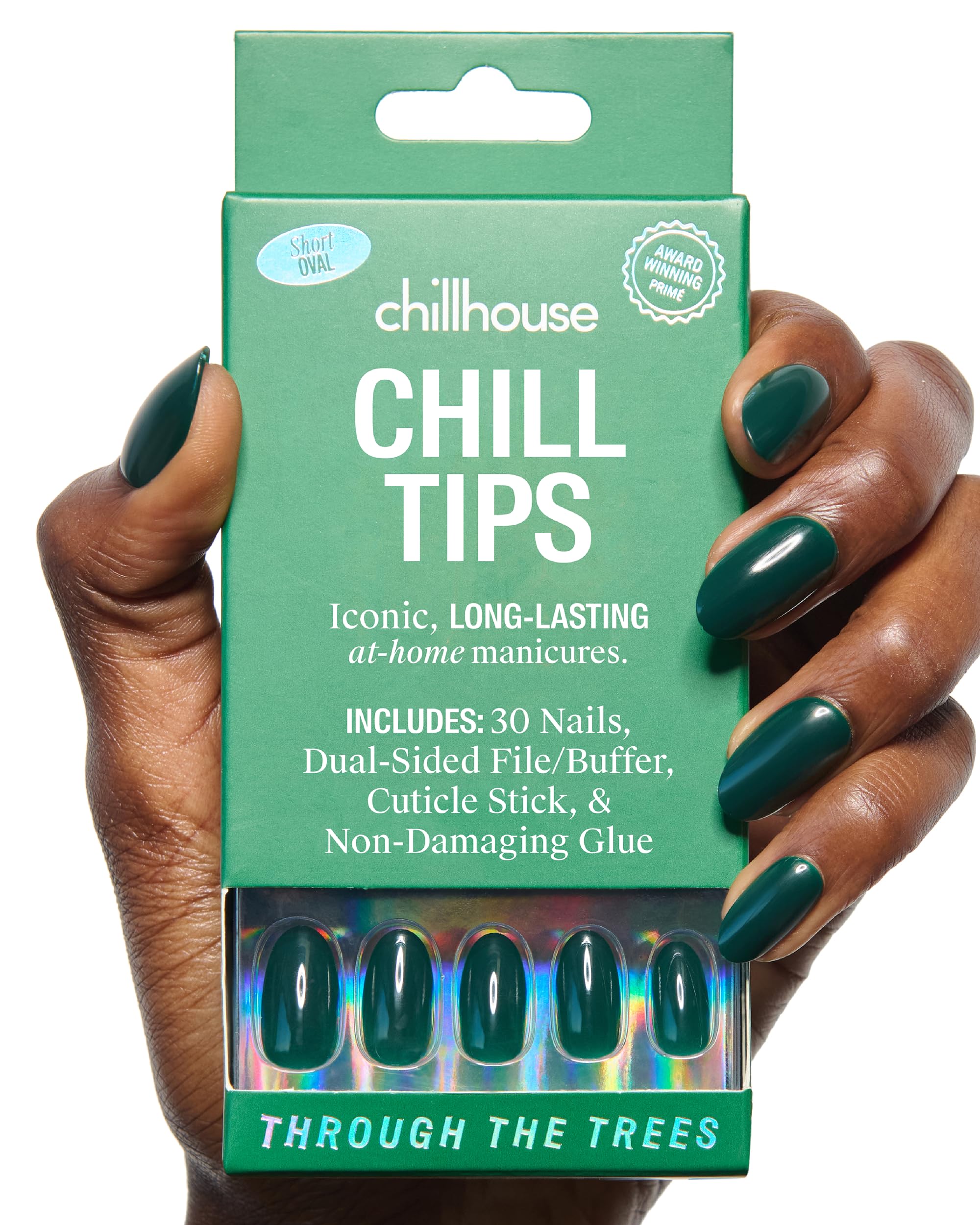 Chillhouse Chill Tips Signatures Press On Nails Kit – Through The Trees (30 Shapes & Sizes, Buffer, File, Glue)
