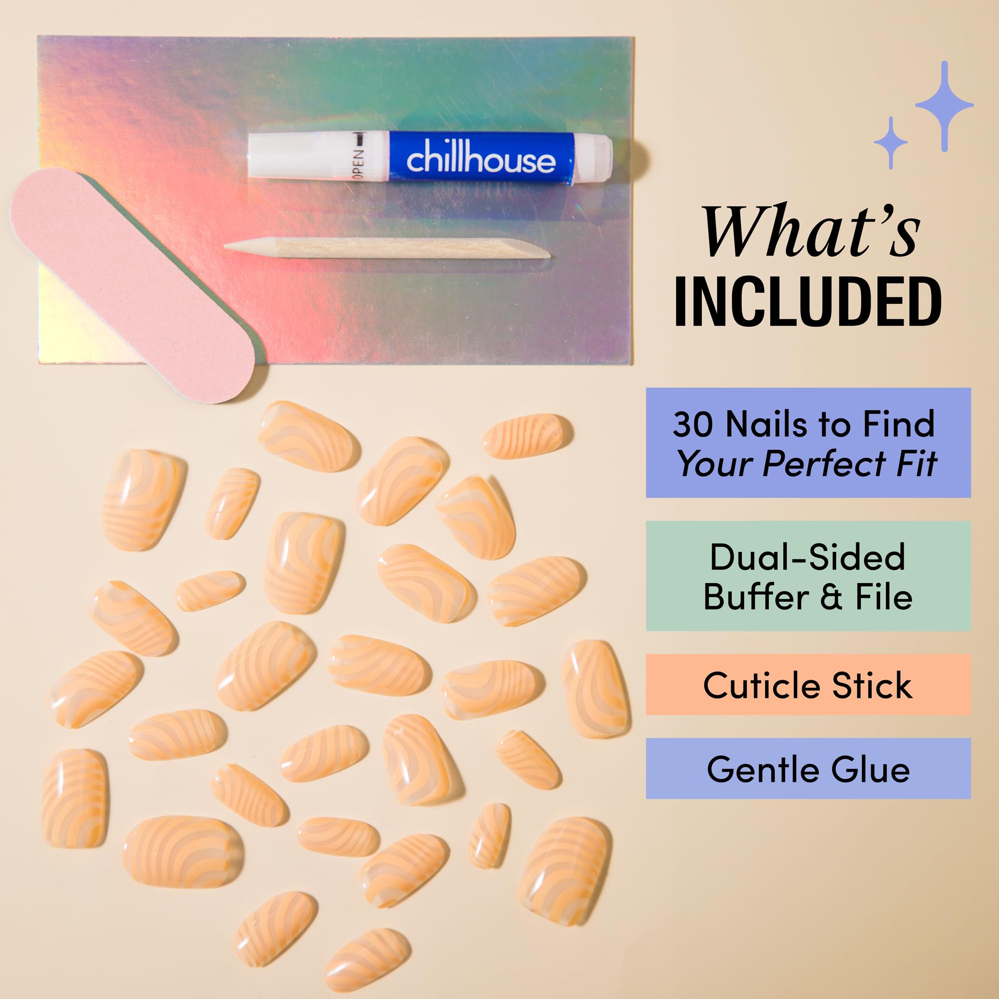 Chill Tips Let It Flow 2.0 Oval Press-On Nails Kit — 24 Shapes, Up to 2 Weeks Wear