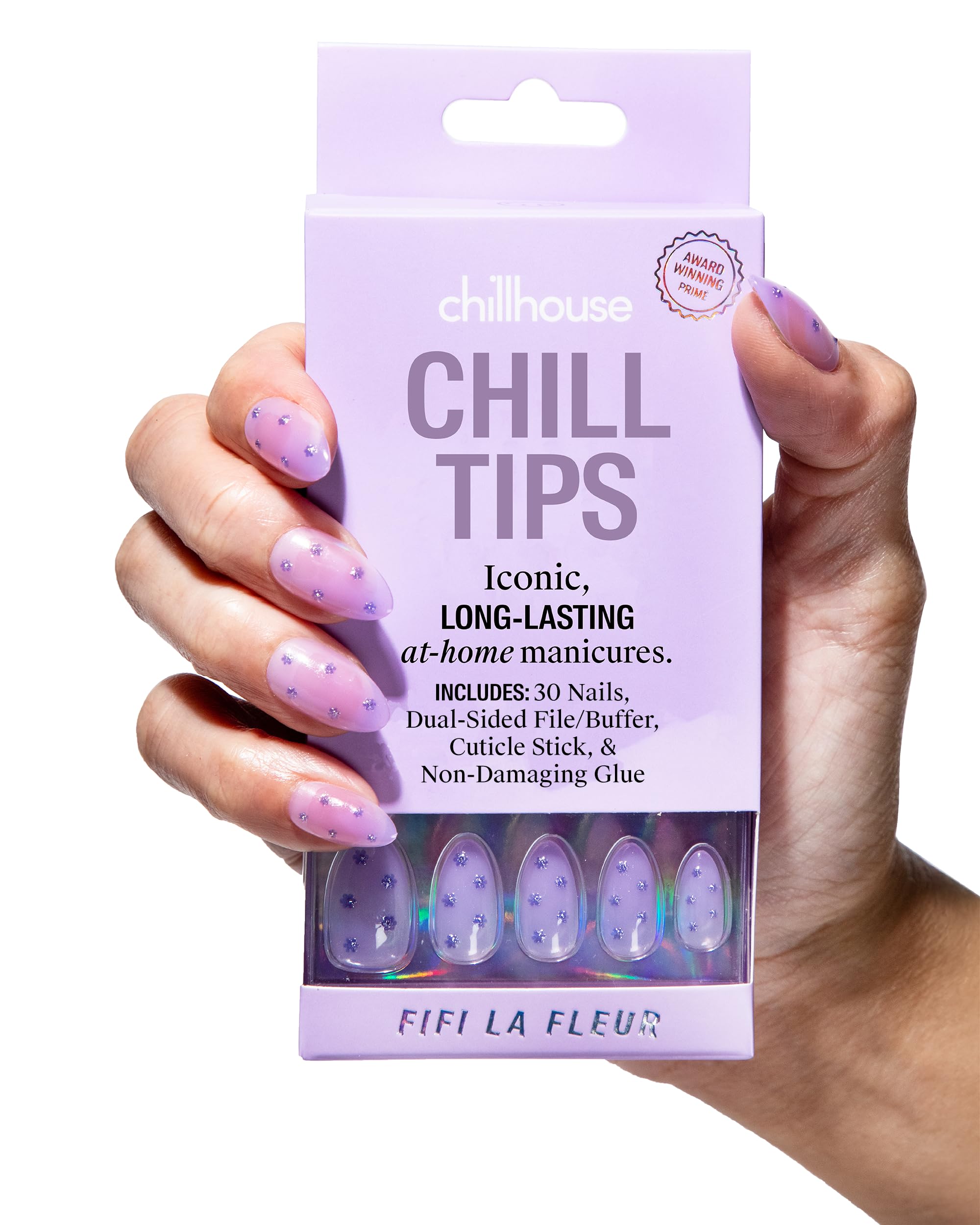 Chill Tips Press-On Nails Kit – Fifi La Fleur Almond Tips | 30 Shapes & Reusable
