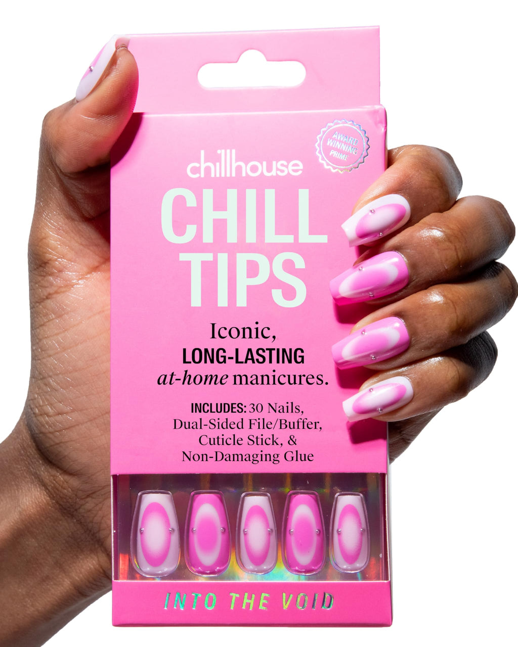 Chillhouse Chill Tips Press-On Nails Kit — Into the Void (Square) | 30 Shapes & Reusable
