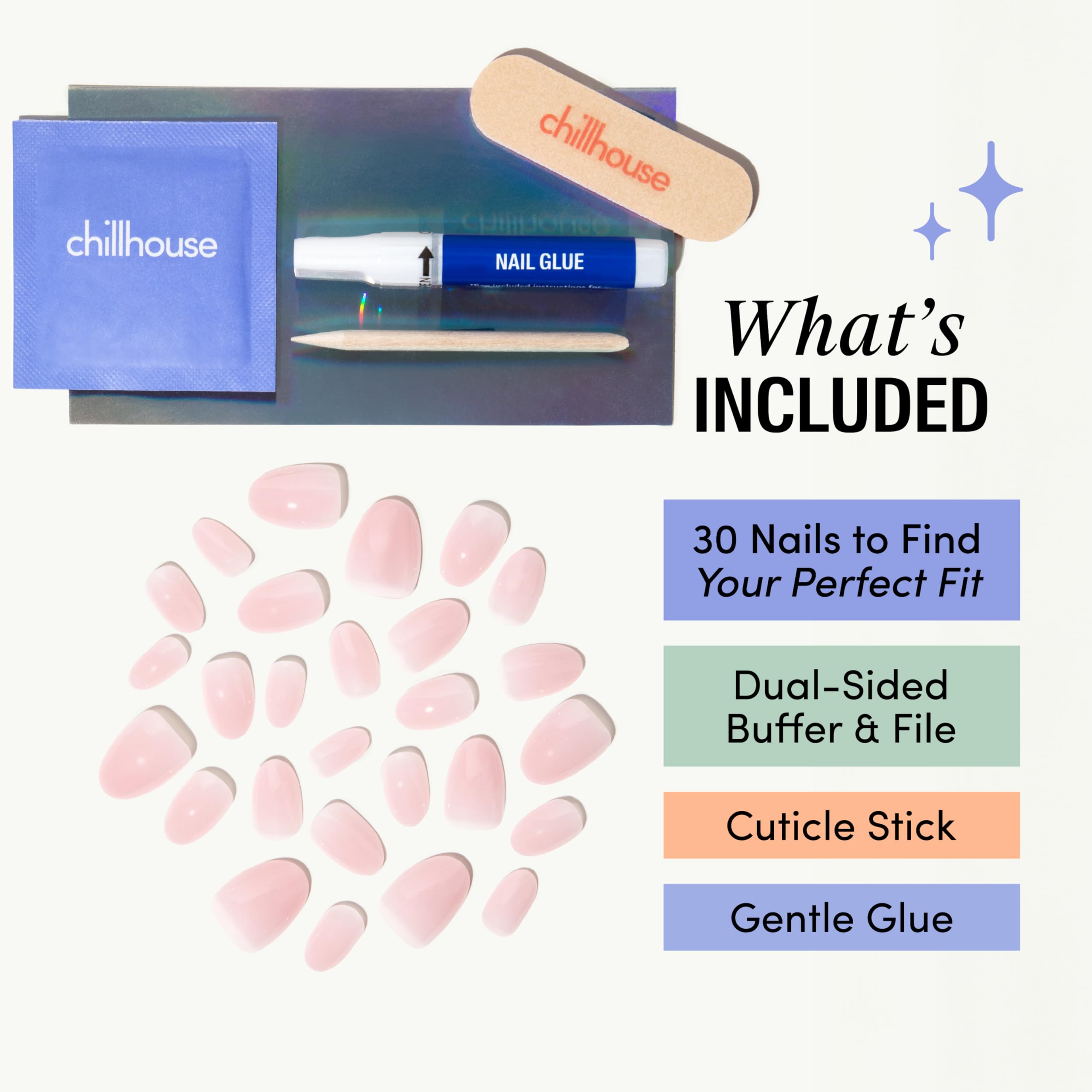 Chillhouse Chill Tips – She's the Prize Oval Press-On Nails Kit | 30 Shapes, Up to 2 Weeks Wear