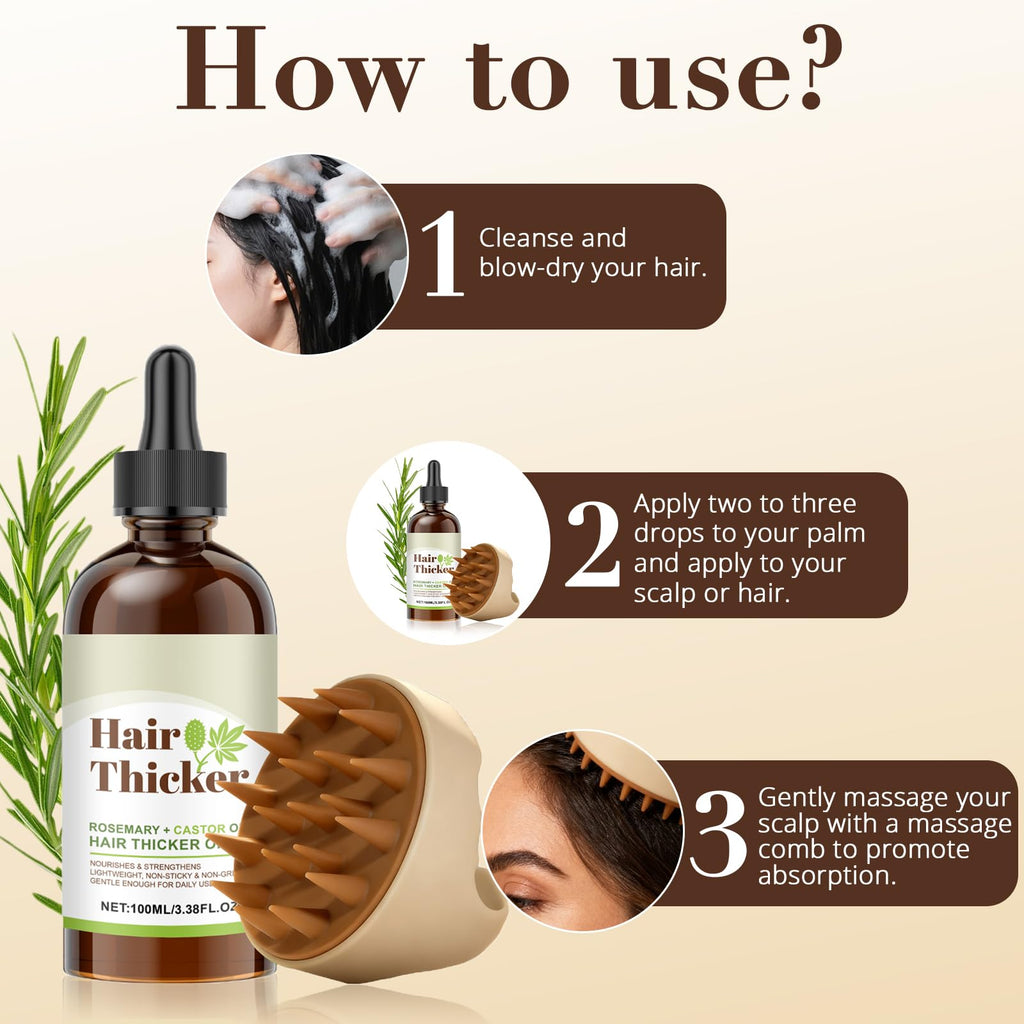 ChLNDalin Rosemary & Castor Hair Growth Oil + Scalp Massager Set