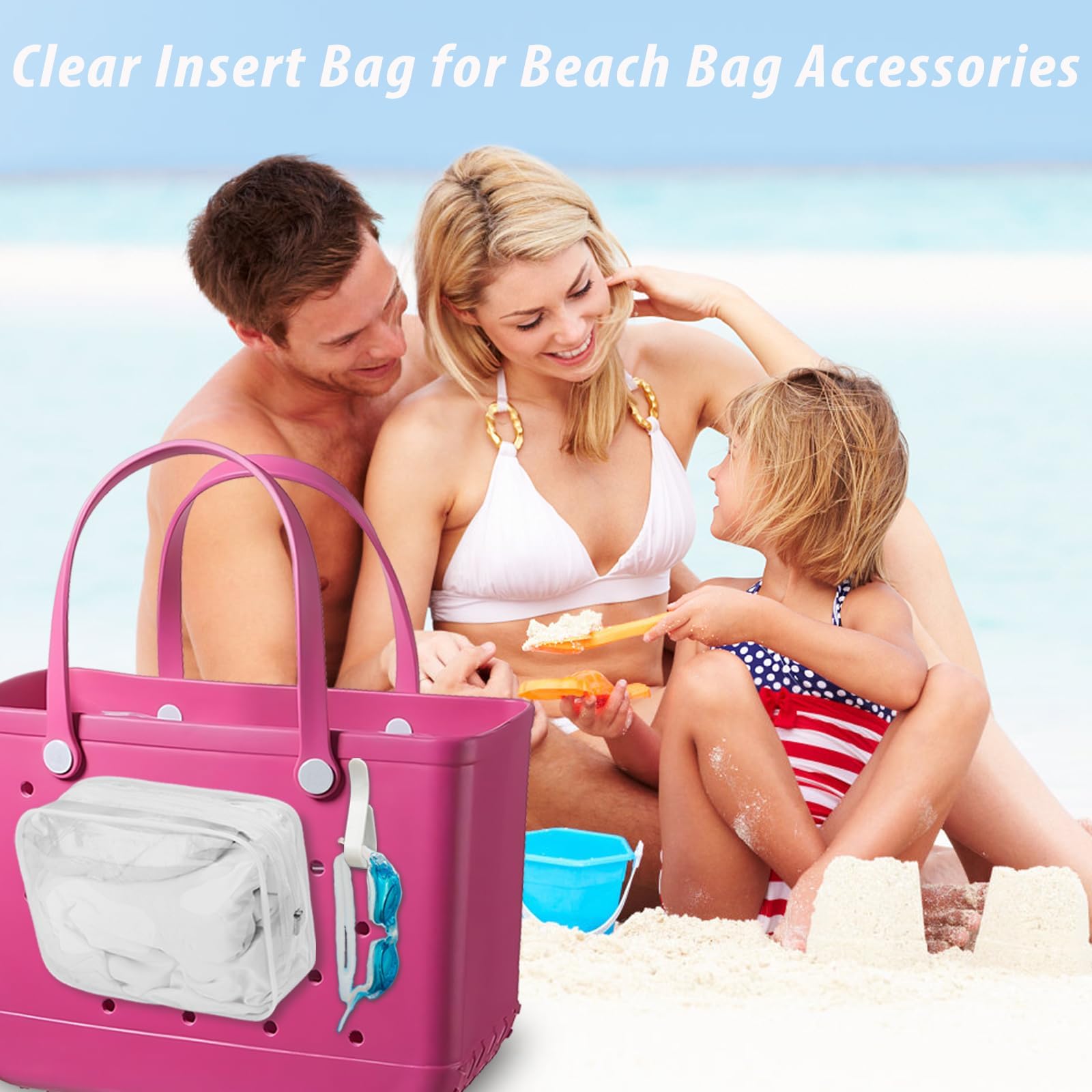 Choshion Clear Insert Bag Accessories for Beach Tote | Clear Cosmetic, Toiletry & Makeup Organizer