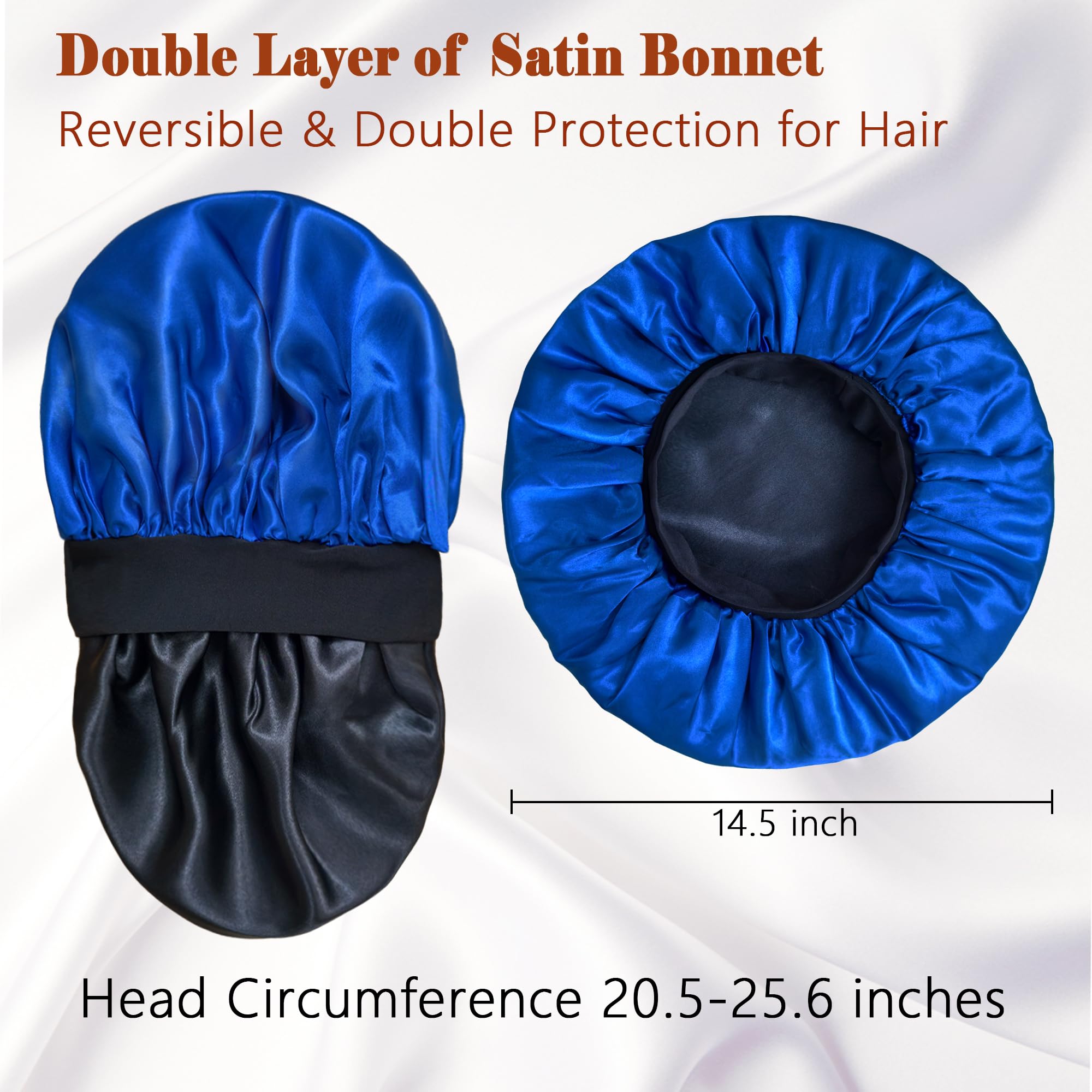 Choshion Silk Bonnet for Men & Women — Reversible Satin Sleep Cap, Large Fit