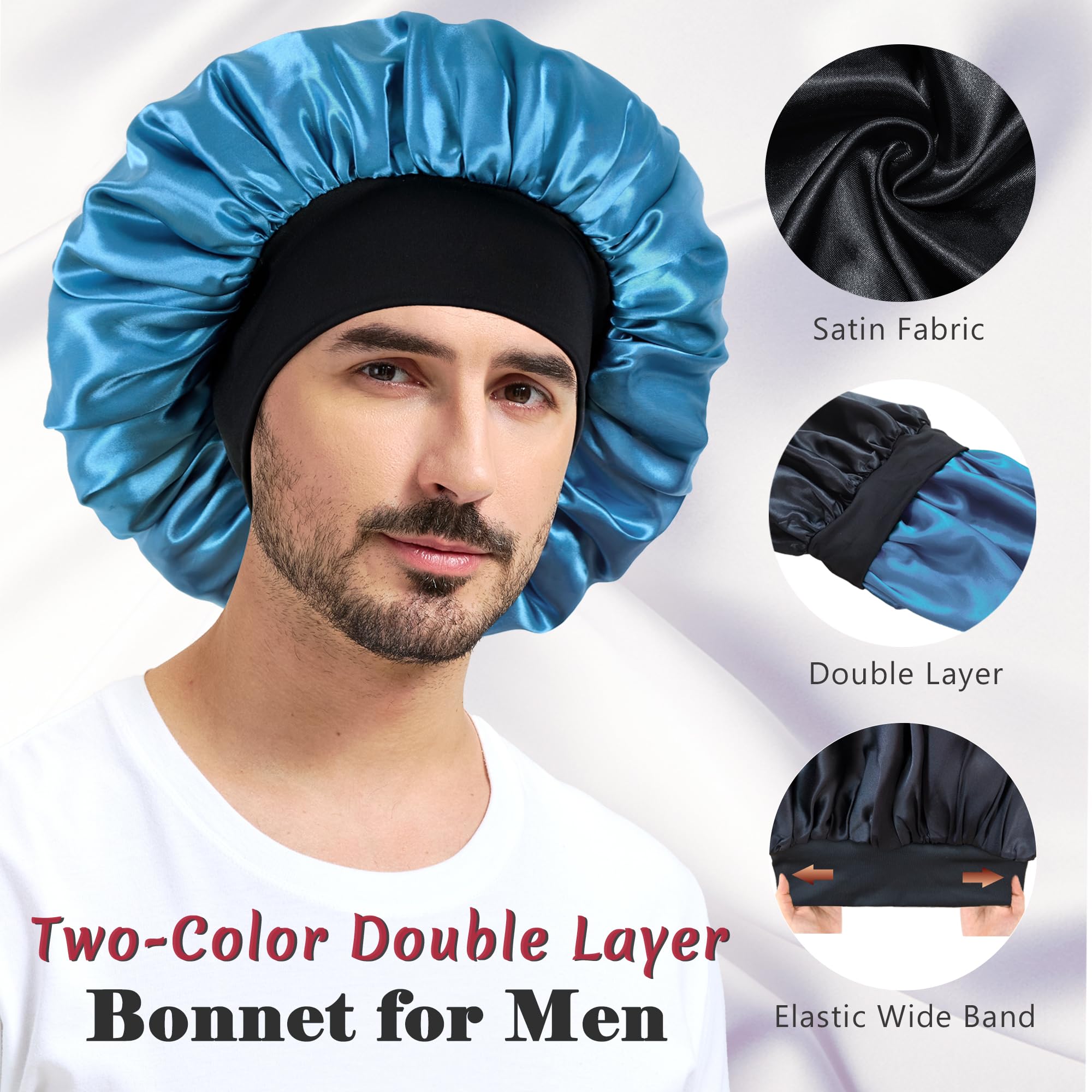 Choshion Silk Bonnet for Men & Women — Reversible Satin Sleep Cap, Large Fit