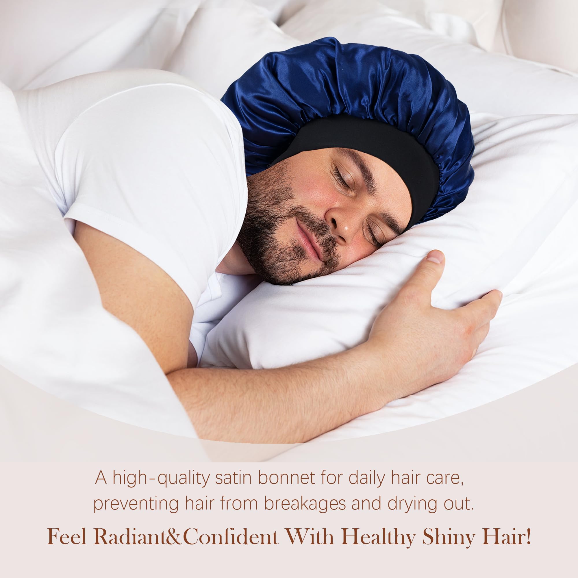 Choshion Silk Bonnet for Men & Women — Reversible Satin Sleep Cap, Large Fit