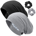 Choshion Satin-Lined Bonnet for Sleeping – Adjustable Sleep Cap (Black/Gray)