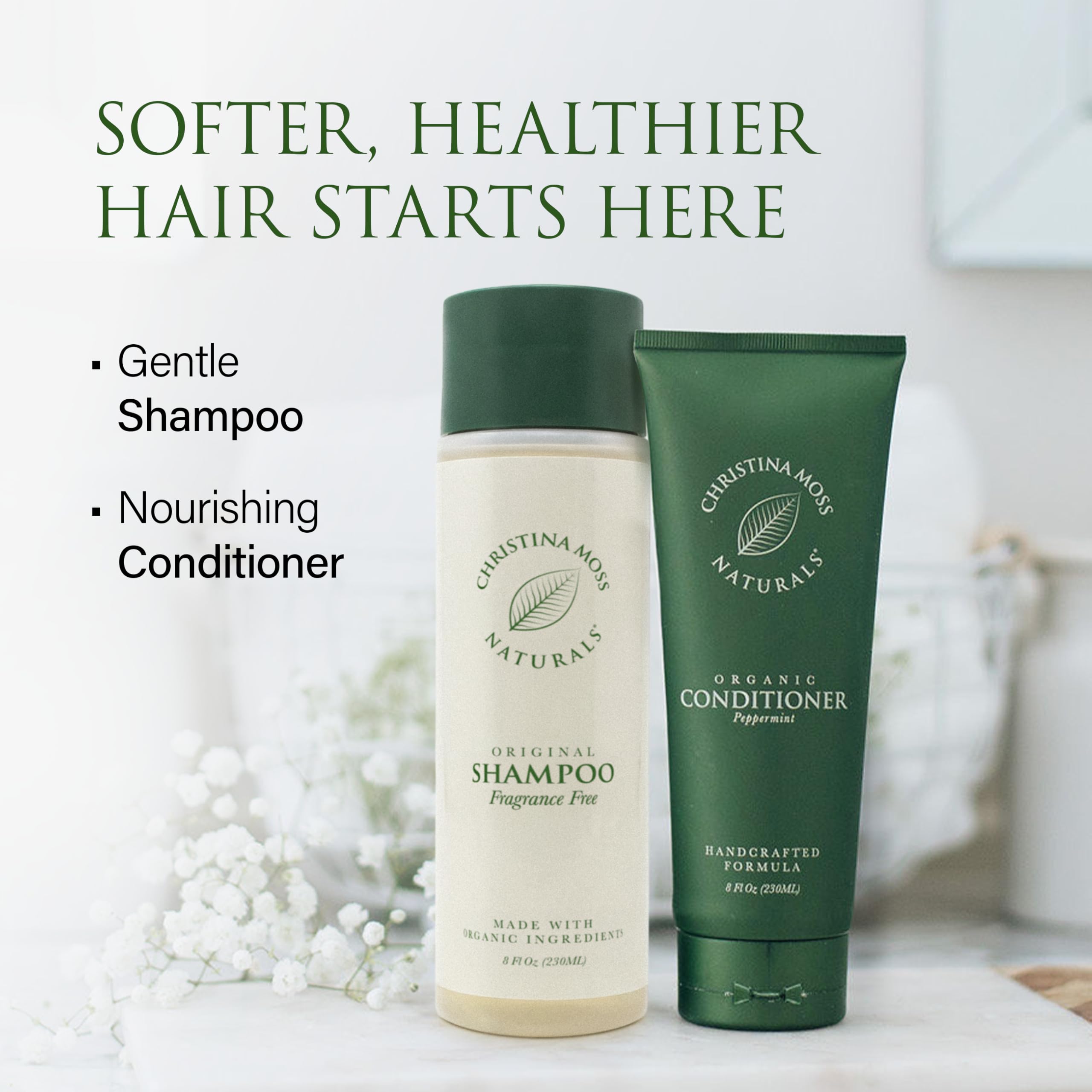 Christina Moss Naturals Shampoo – Organic, Sulfate-Free, Paraben-Free, Cruelty-Free, Unscented