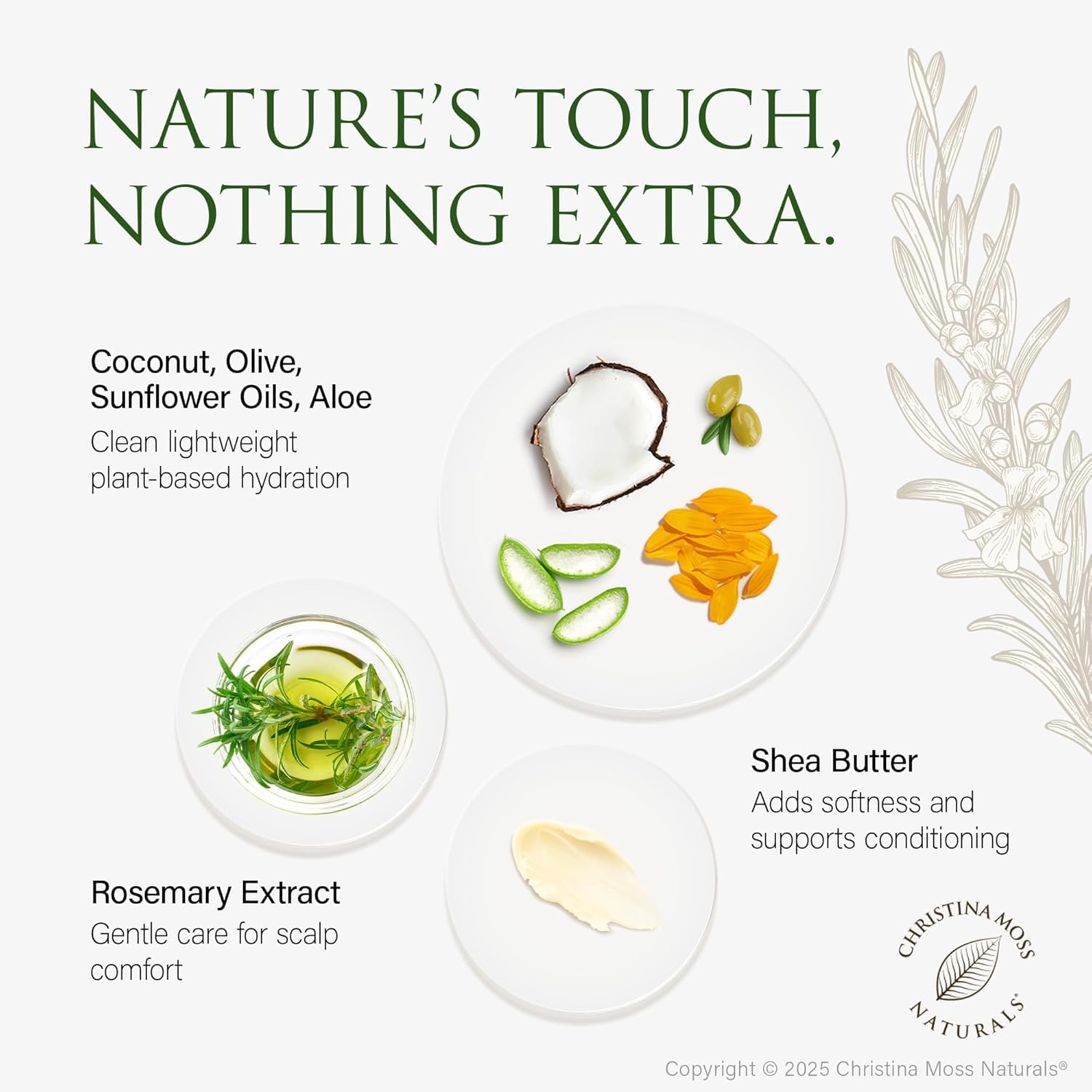 Christina Moss Naturals Shampoo – Organic, Sulfate-Free, Paraben-Free, Cruelty-Free, Unscented