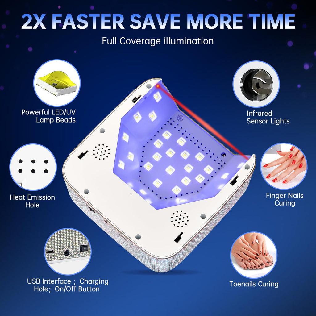 CHRISTINE SHELLY UV LED Nail Lamp 72W – Rechargeable Wireless Nail Dryer