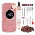 CHRISTINE SHELLY Electric Nail Drill 40000RPM – Cordless Nail File Kit with 12 Bits for Acrylic & Gel Polish (Pink Diamond)