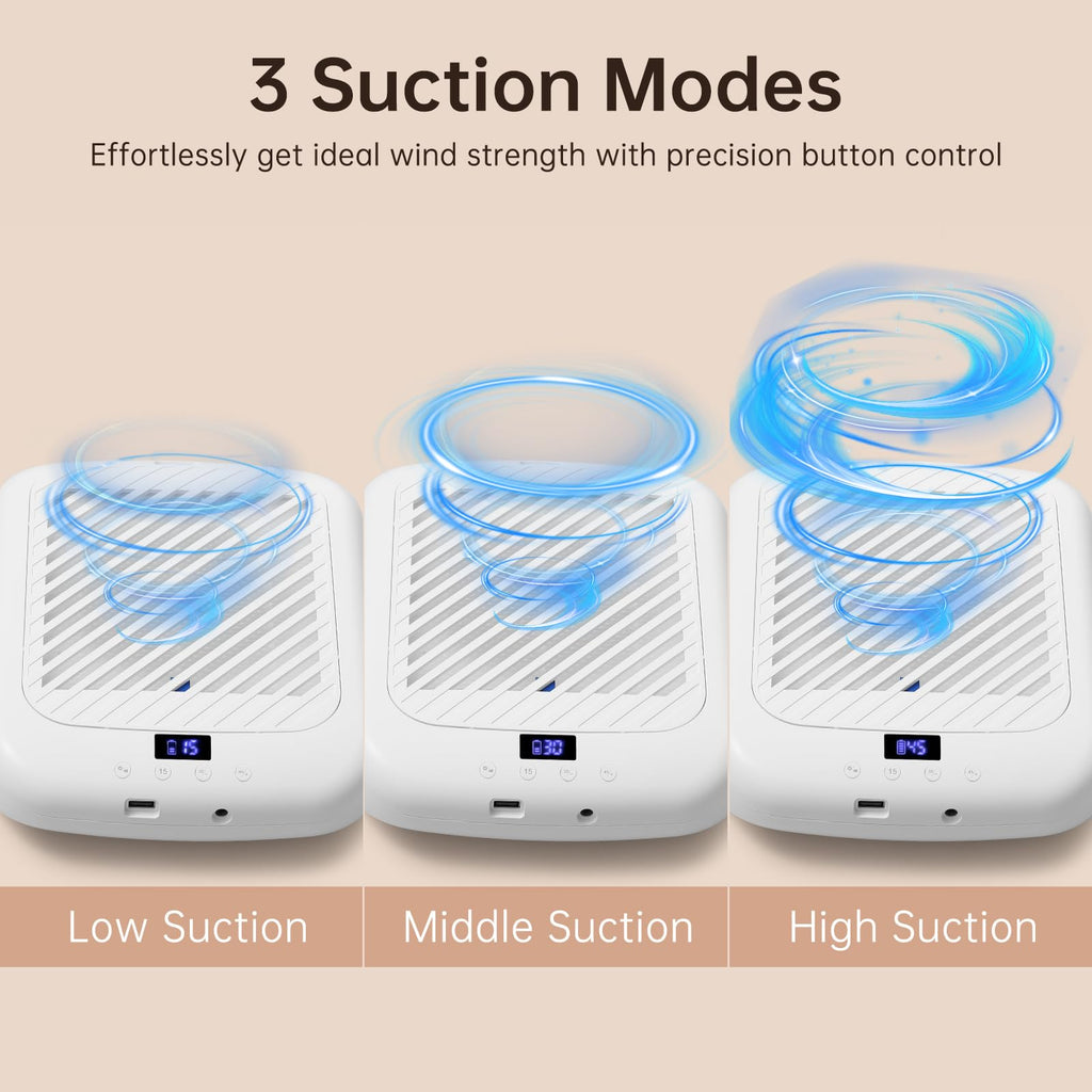 CHRISTINE SHELLY Nail Dust Collector – Cordless Rechargeable 4500RPM Vacuum, 7200mAh Battery, Low Noise