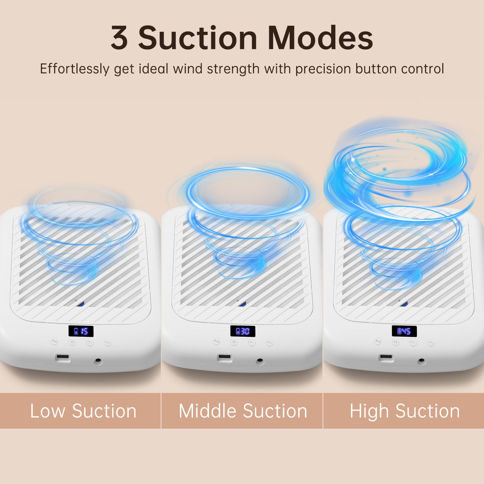 CHRISTINE SHELLY Nail Dust Collector – Cordless Rechargeable 4500RPM Vacuum, 7200mAh Battery, Low Noise