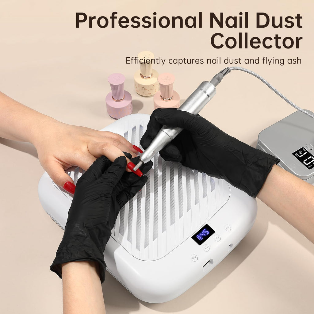 CHRISTINE SHELLY Nail Dust Collector – Cordless Rechargeable 4500RPM Vacuum, 7200mAh Battery, Low Noise