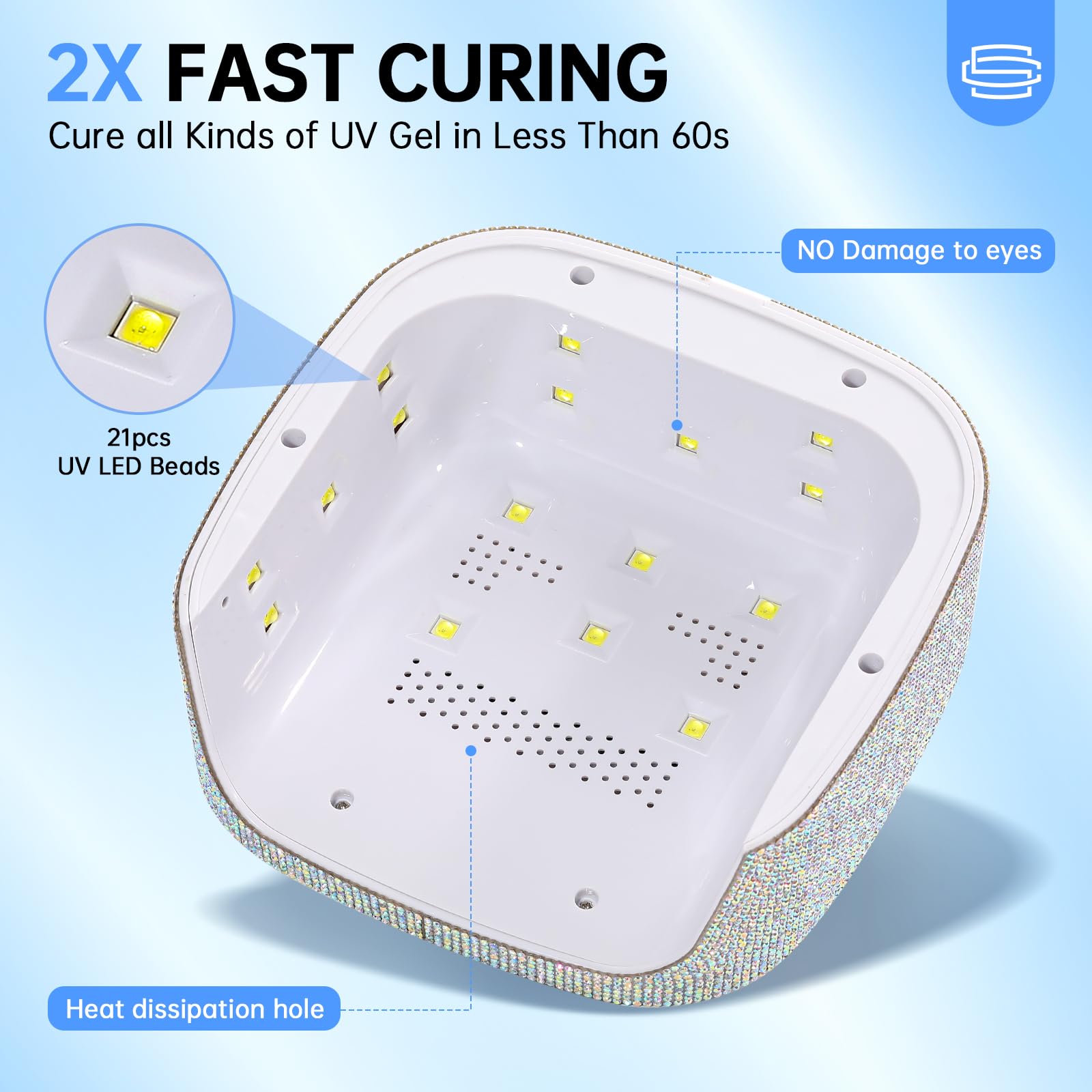 CHRISTINE SHELLY 48W UV Nail Lamp – 3 Timers, Auto Sensor, Fast Gel Curing